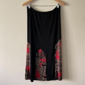 90s vintage whimsigoth grunge goth black maxi skirt cathedral window details XXL